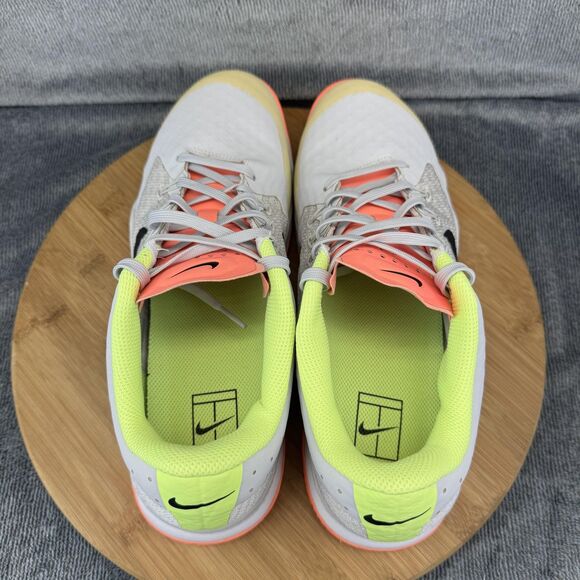 Nike Court Tennis Shoes Womens Size 12 White Black Volt Orange 845046-013 - Picture 5 of 10